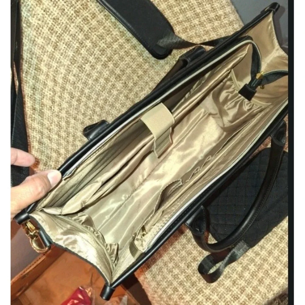 Lovevook Black Quilted Laptop Tote Bag Set Work Briefcase Travel Shoulder Bag